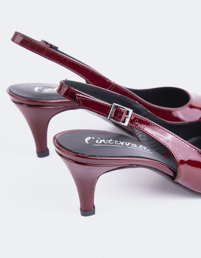 L INTERVALLE Denny Women s Slingback Heels Burgundy Patent