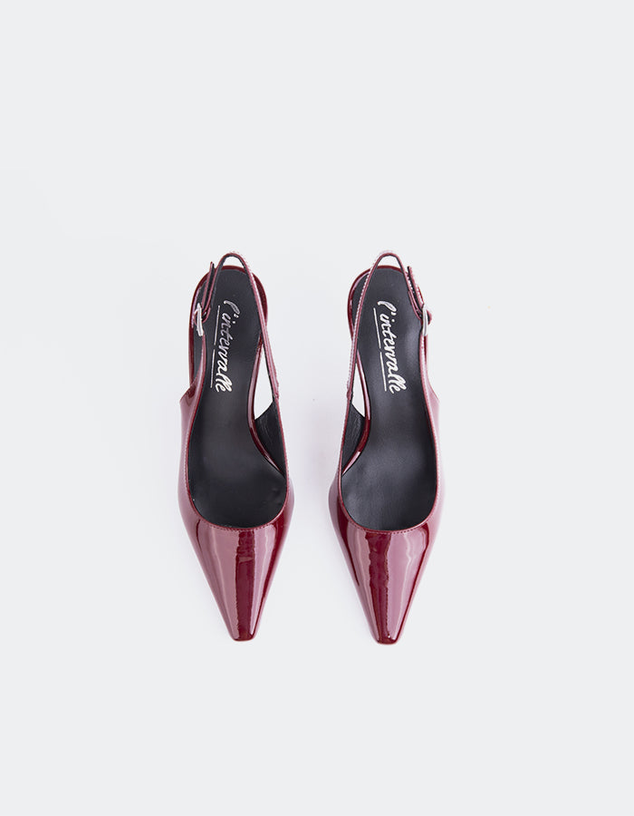 L'INTERVALLE Denny Women's Slingback Heels Burgundy Patent