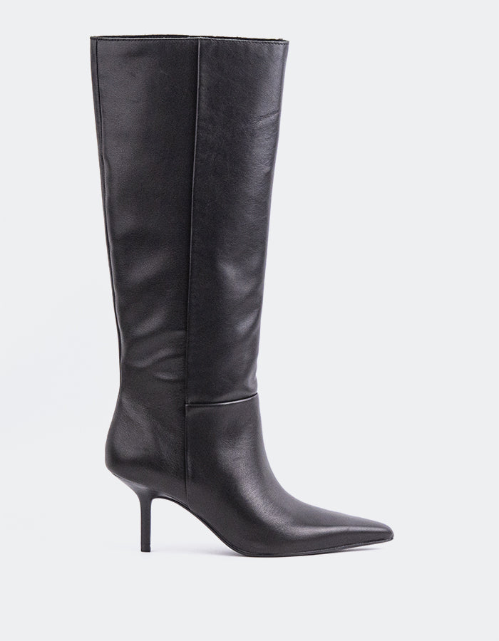 L'INTERVALLE Derry Bottes hautes à talons hauts pour femmes Noir