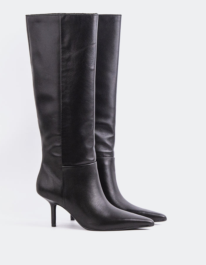 L'INTERVALLE Derry Bottes hautes à talons hauts pour femmes Noir