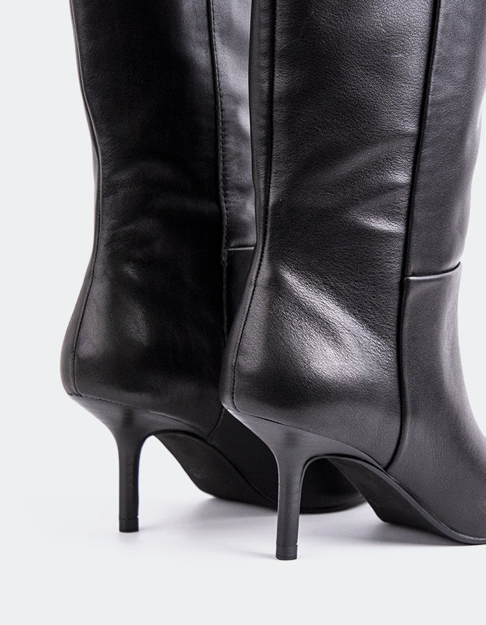 L'INTERVALLE Derry Bottes hautes à talons hauts pour femmes Noir