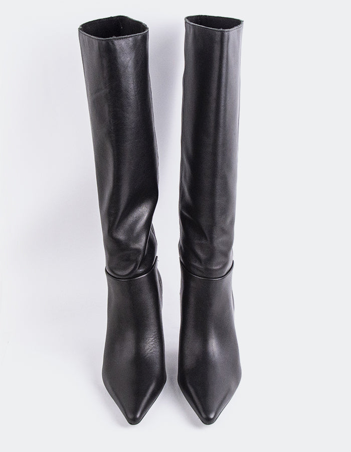 L'INTERVALLE Derry Bottes hautes à talons hauts pour femmes Noir