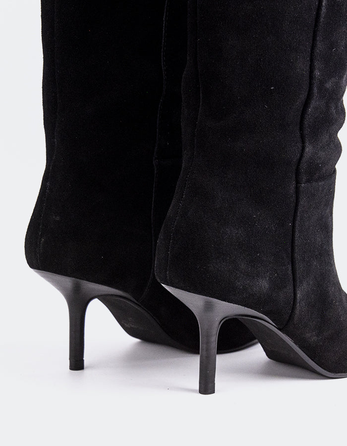 L'INTERVALLE Derry Bottes hautes à talons hauts pour femmes Noir Suède