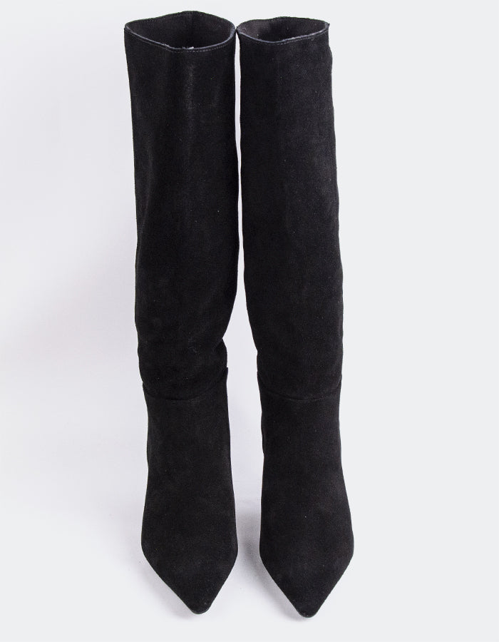 L'INTERVALLE Derry Bottes hautes à talons hauts pour femmes Noir Suède