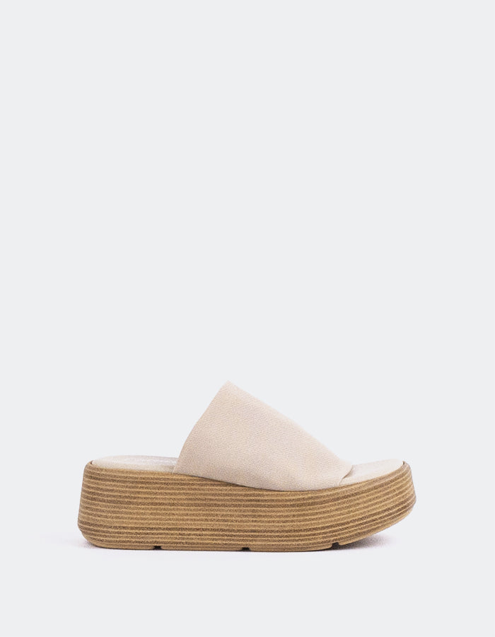 L'INTERVALLE Dory Mule Plateforme Wedge Sandal Cream Lycra (7082626547792)