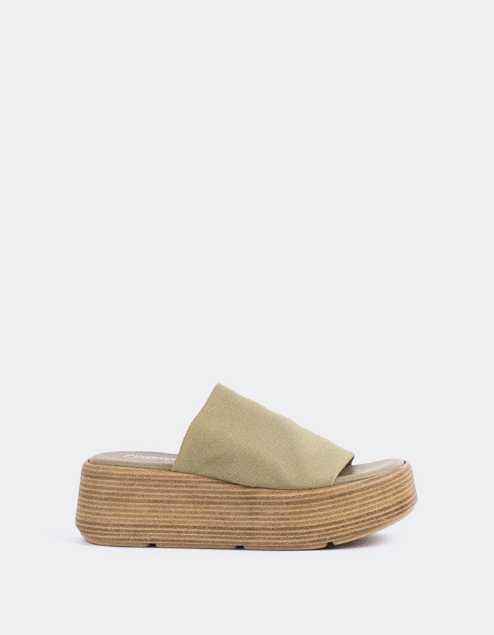 L'INTERVALLE Dory Mule pour femmes Plateforme Wedge Sandal Vert Lycra