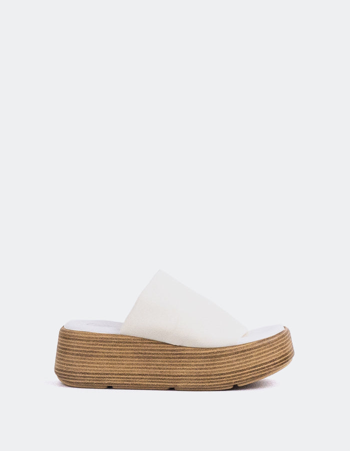 L'INTERVALLE Dory Mule Plateforme Wedge Sandal White Lycra (7082626416720)