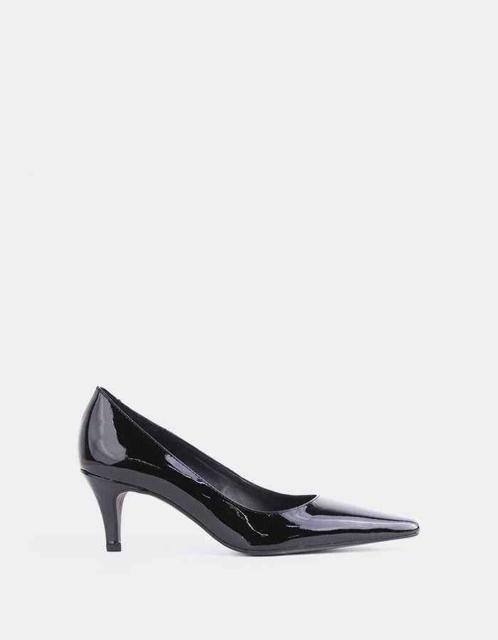 L'INTERVALLE Edzell Femmes Kitten Talon Escarpins Noir Verni