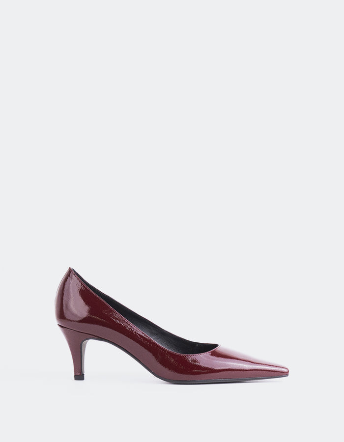 L'INTERVALLE Edzell Femmes Kitten Talon Escarpins Bordeaux  Verni  (7106079883344)