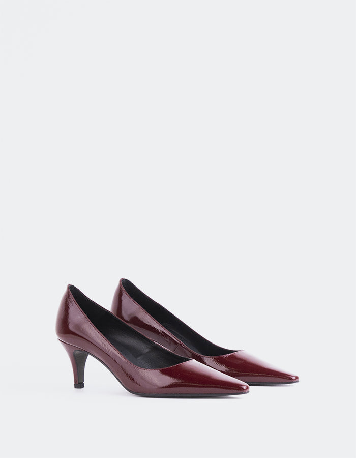 L'INTERVALLE Edzell Women's Kitten Heel Pumps Burgundy Patent