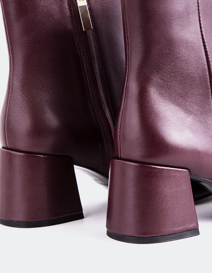 L'INTERVALLE Eugenie Women's Ankle Boots Burgundy Leather