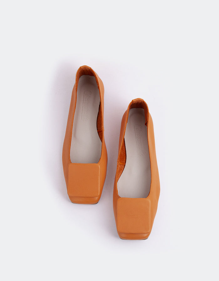  L'INTERVALLE Ferron Women's Ballerina Flat Shoe Orange Leather