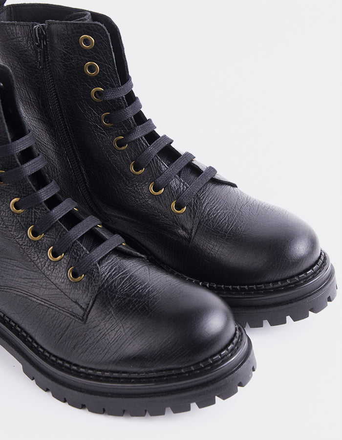 L'INTERVALLE Fidelina Bottines pour femmes Noir Cuir