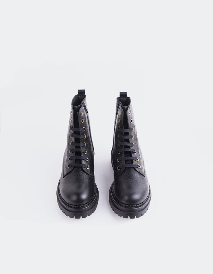 L'INTERVALLE Fidelina Bottines pour femmes Noir Cuir