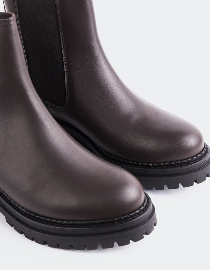 L'INTERVALLE Flemming Bottines Chelsea pour femmes Brun Cuir