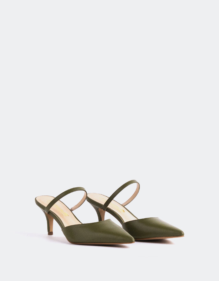 L'INTERVALLE Forsythia Women's Strap Mule Shoes Khaki Leather