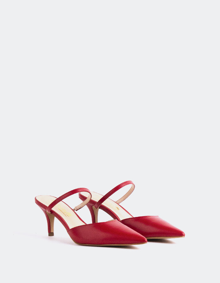 L'INTERVALLE Forsythia Women's Strap Mule Shoes Red Leather