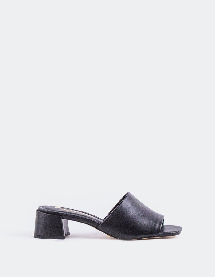 L'INTERVALLE Fortunata Chaussure Mule Sandale Femme Noir Cuir