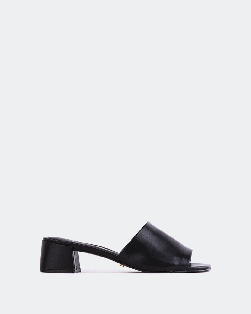 L'INTERVALLE Fortunata Chaussure Mule Sandale Femme Noir Cuir