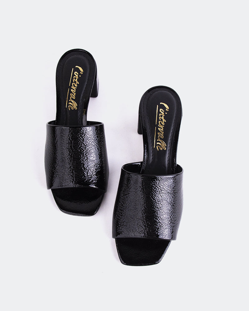 L'INTERVALLE Fortunata Women's Shoe Mule Sandal Black Naplack