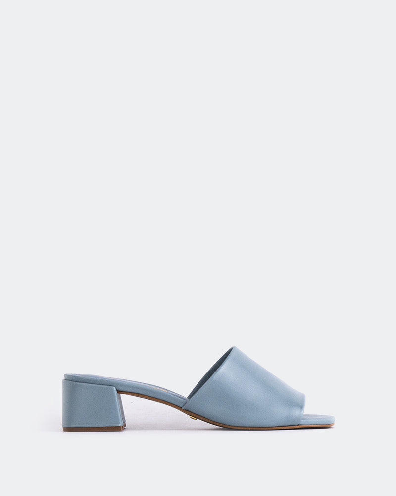 L'INTERVALLE Fortunata Chaussure Mule Sandale Femme Bleu Cuir