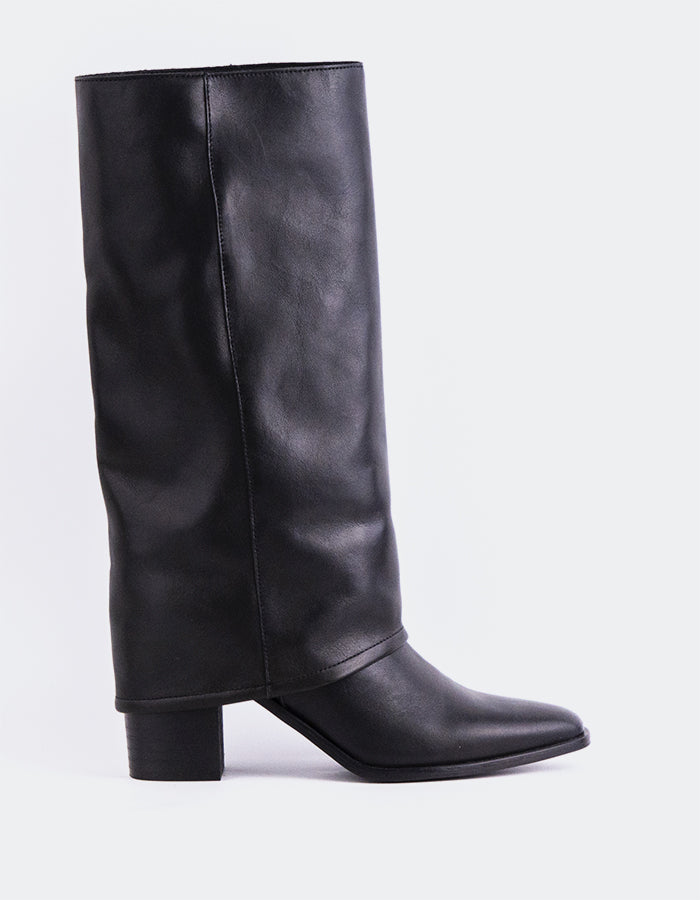 L'INTERVALLE Frigg Women's Tall Fold-Over Boots Black Leather