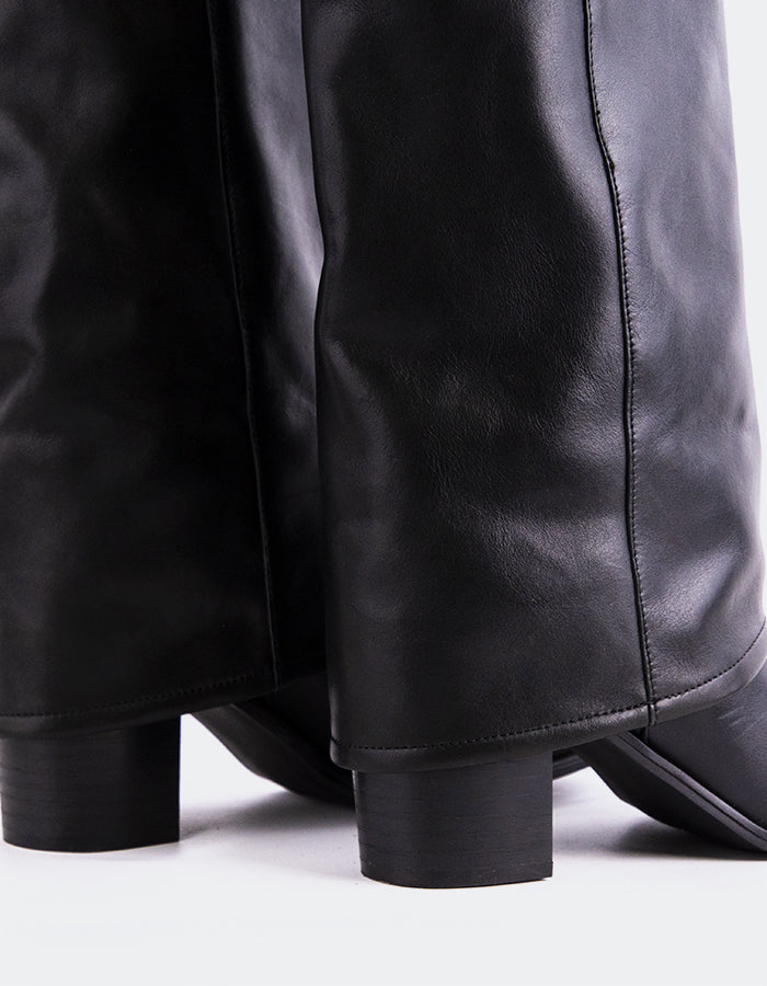 L'INTERVALLE Frigg Women's Tall Fold-Over Boots Black Leather