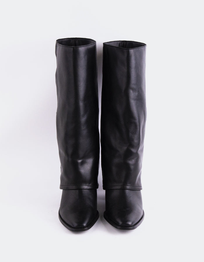 L'INTERVALLE Frigg Women's Tall Fold-Over Boots Black Leather