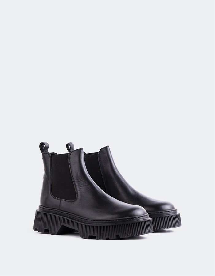 L'INTERVALLE Gavyn Bottines Chelsea pour femmes Noir Cuir