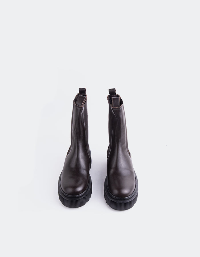 L'INTERVALLE Gianella Bottines Chelsea pour femmes Brun Cuir