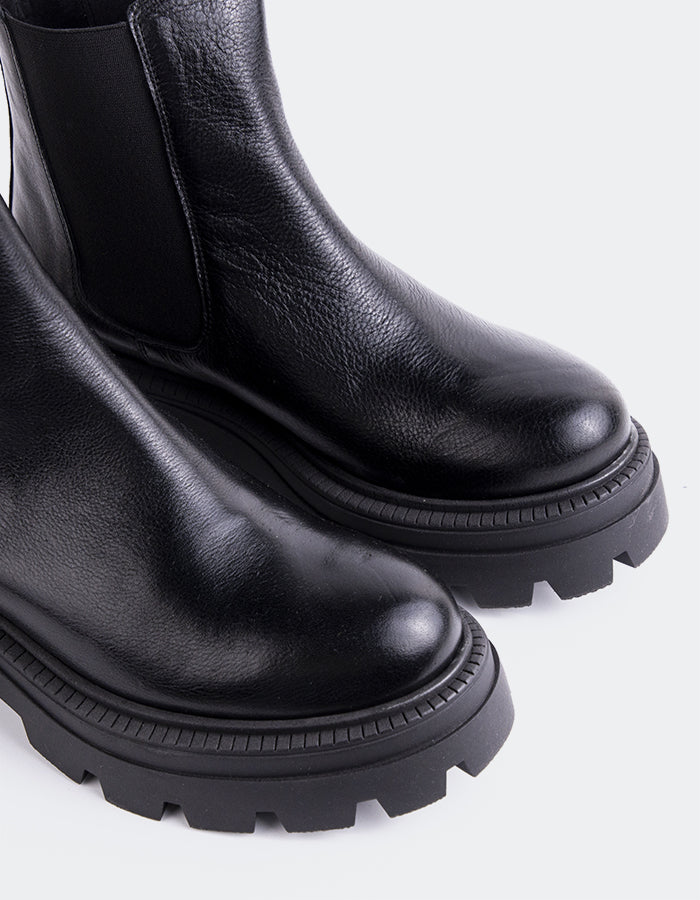 L'INTERVALLE Giannis Bottines Chelsea pour femmes Noir Cuir