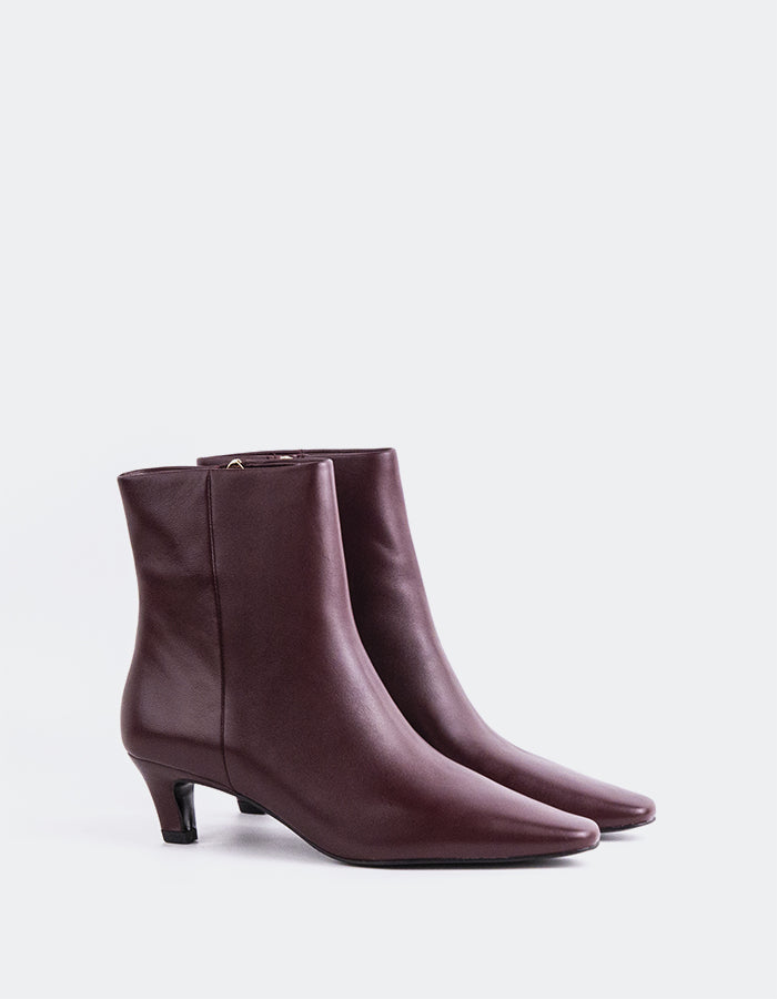 L'INTERVALLE Ginevra Women's Ankle Boots Burgundy Leather