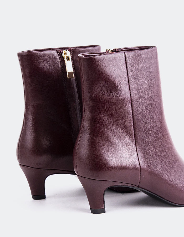 L'INTERVALLE Ginevra Women's Ankle Boots Burgundy Leather