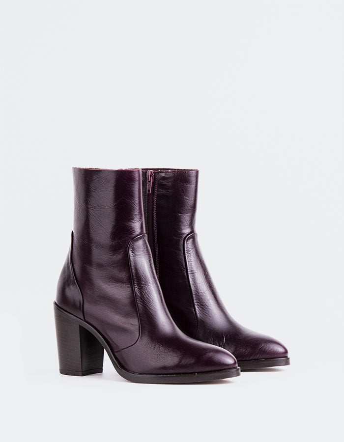 L'INTERVALLE Giove Women's Ankle Boots Burgundy Leather