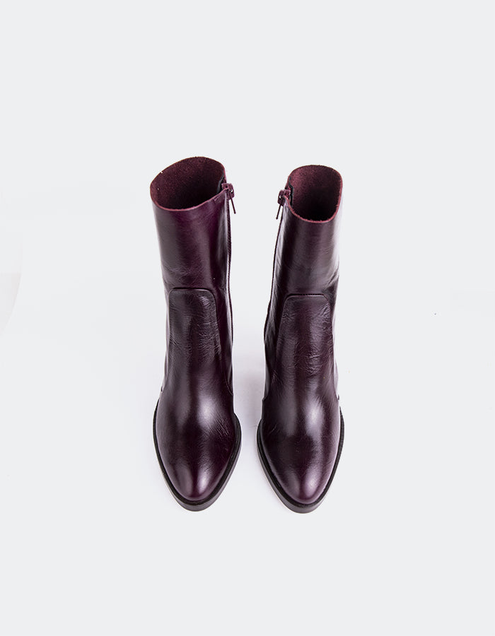 L'INTERVALLE Giove Women's Ankle Boots Burgundy Leather