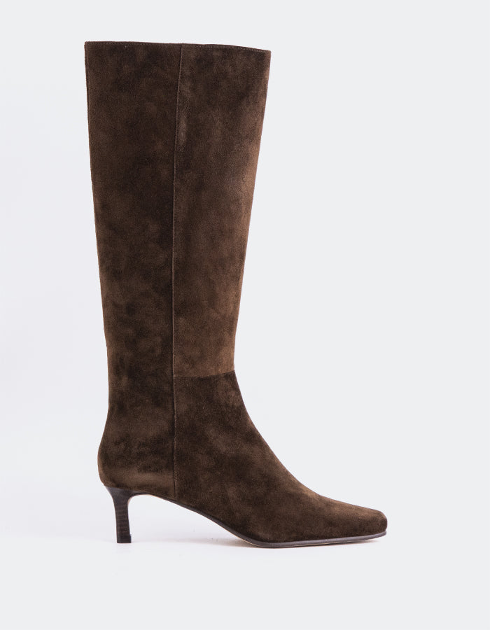 L'INTERVALLE Giulia Bottes hautes pour femmes Brun Suède