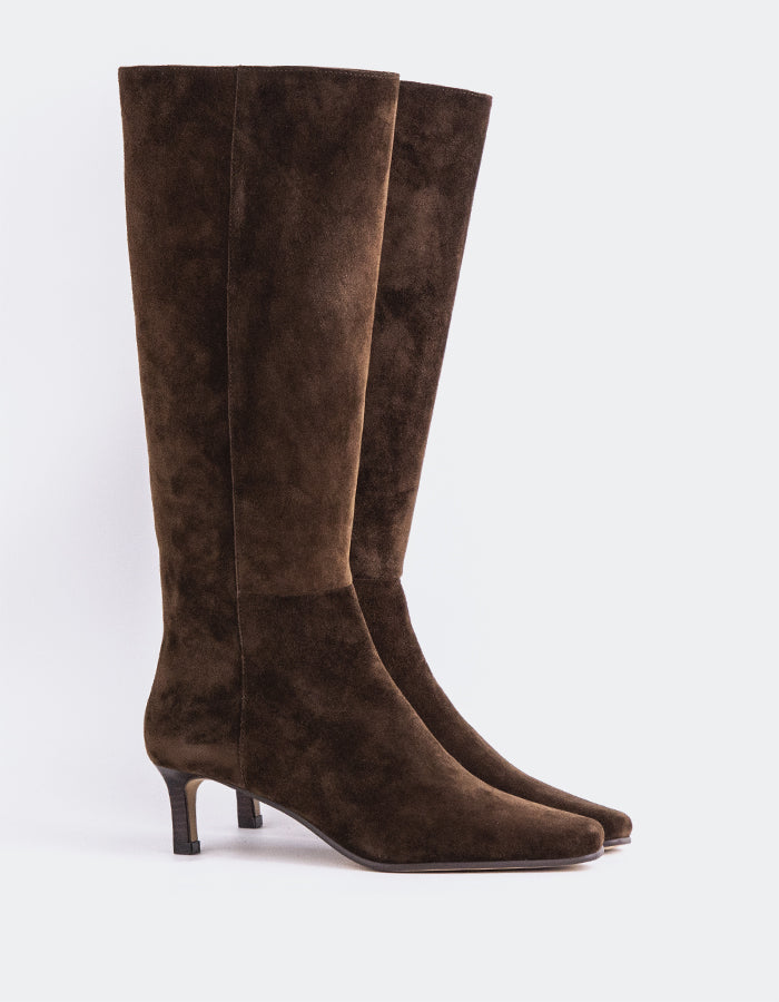 L'INTERVALLE Giulia Bottes hautes pour femmes Brun Suède