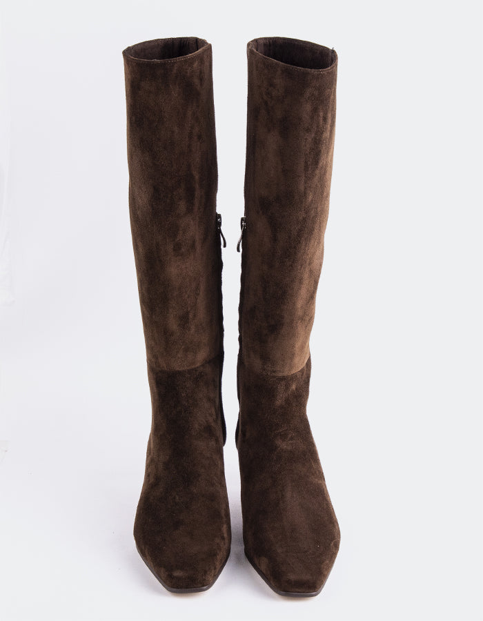 L'INTERVALLE Giulia Bottes hautes pour femmes Brun Suède