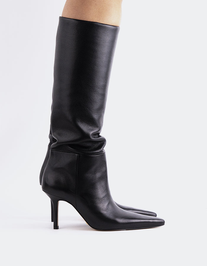 L'INTERVALLE Gladez Women's Tall High-Heel Boots Black Leather