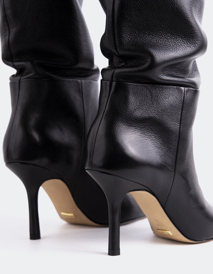 L'INTERVALLE Gladez Women's Tall High-Heel Boots Black Leather