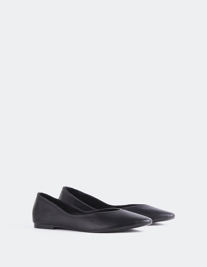 L'INTERVALLE Glissandra Women's Ballet Flats Black Leather