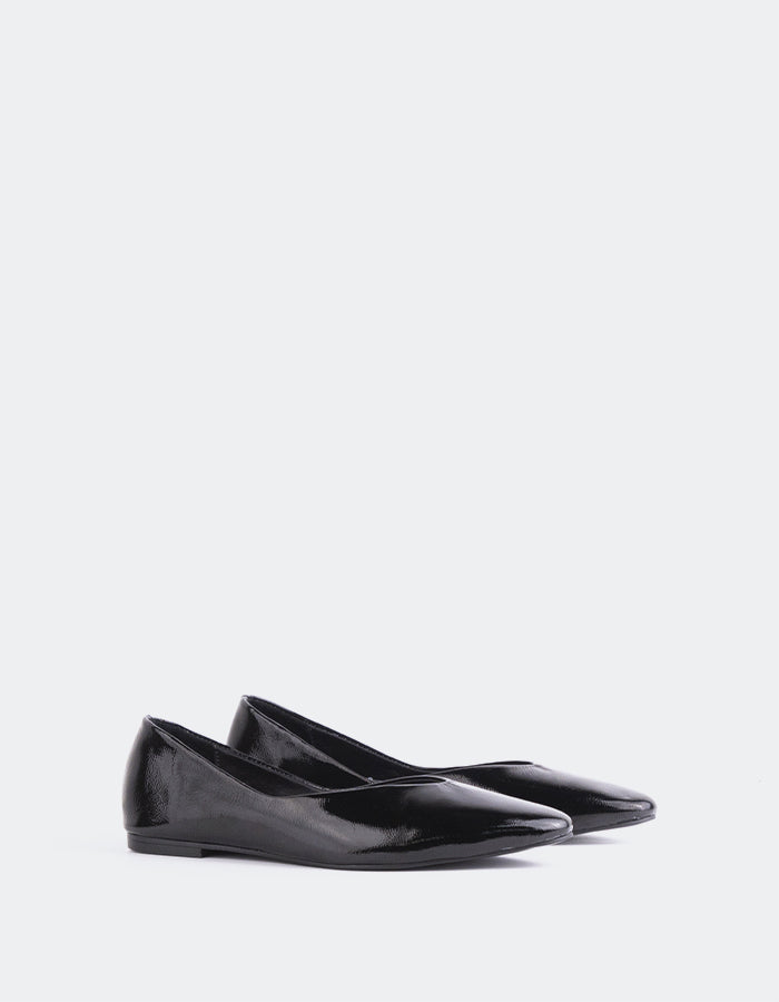 L'INTERVALLE Glissandra Women's Ballet Flats Black Patent Leather