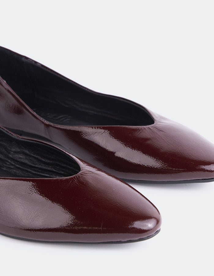 L'INTERVALLE Glissandra Women's Ballet Flats Burgundy Patent Leather