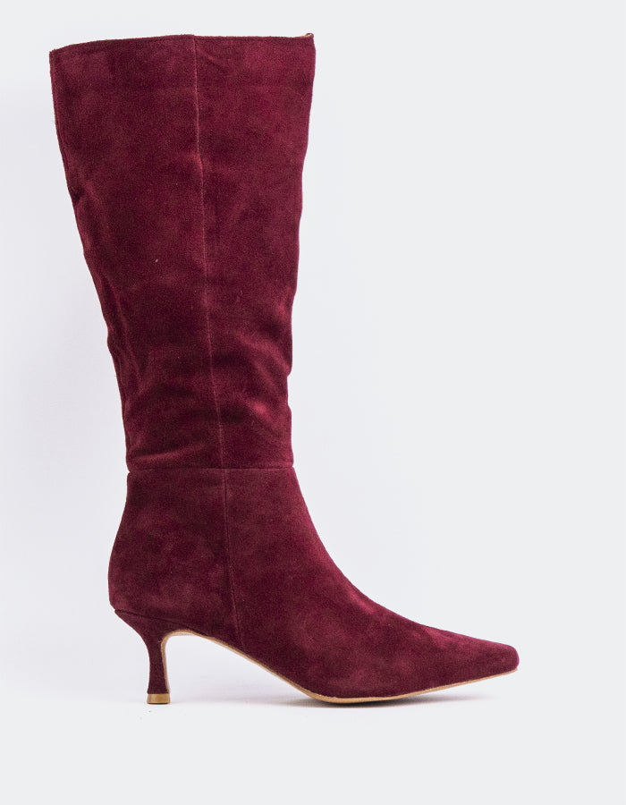 L'INTERVALLE Golfito Women's Tall Boots Burgundy Suede