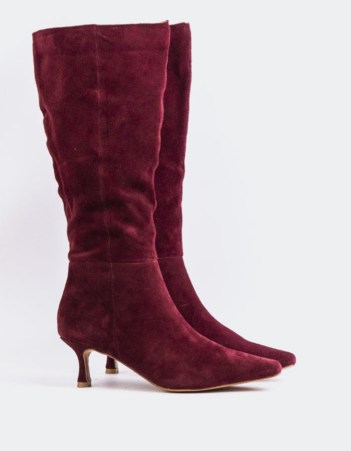 L'INTERVALLE Golfito Women's Tall Boots Burgundy Suede