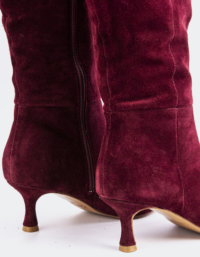 L'INTERVALLE Golfito Women's Tall Boots Burgundy Suede
