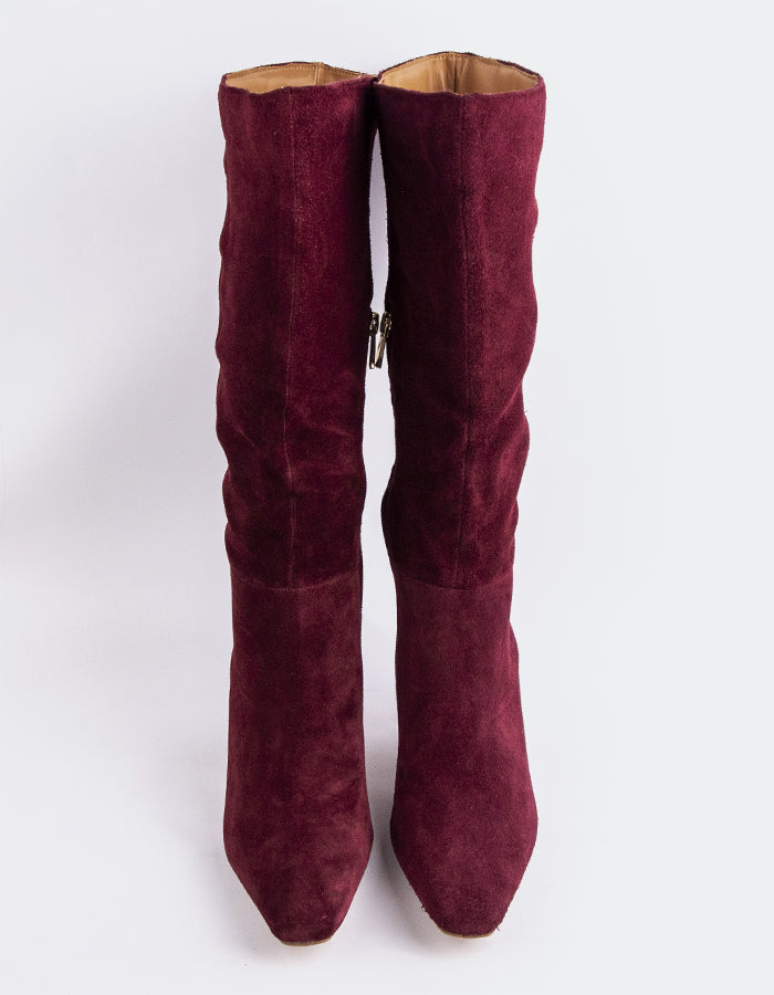 L'INTERVALLE Golfito Women's Tall Boots Burgundy Suede