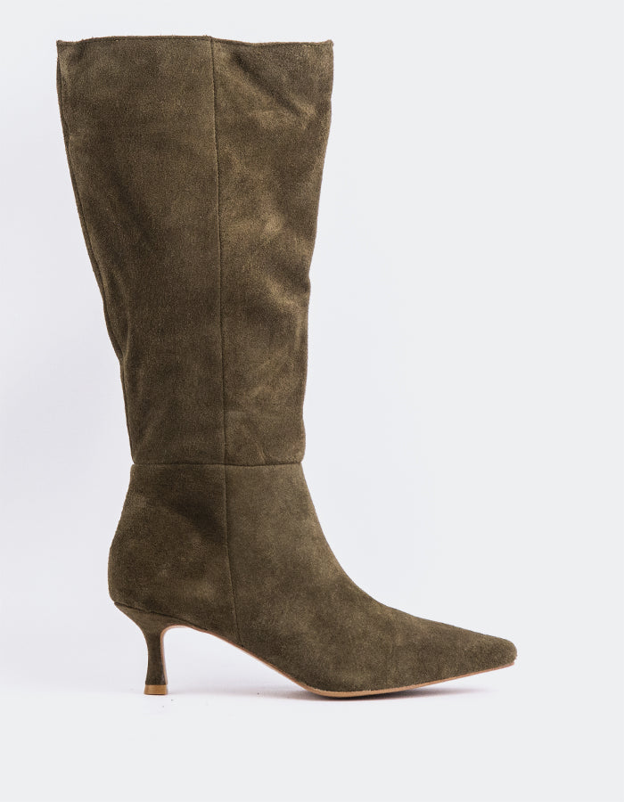 L'INTERVALLE Golfito Women's Tall Boots Khaki Suede