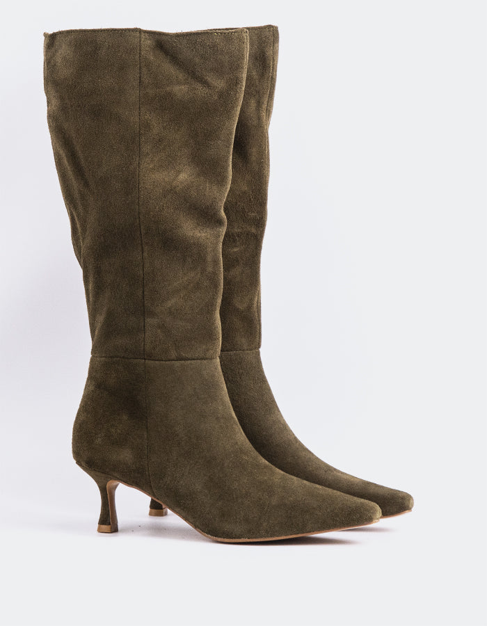 L'INTERVALLE Golfito Women's Tall Boots Khaki Suede