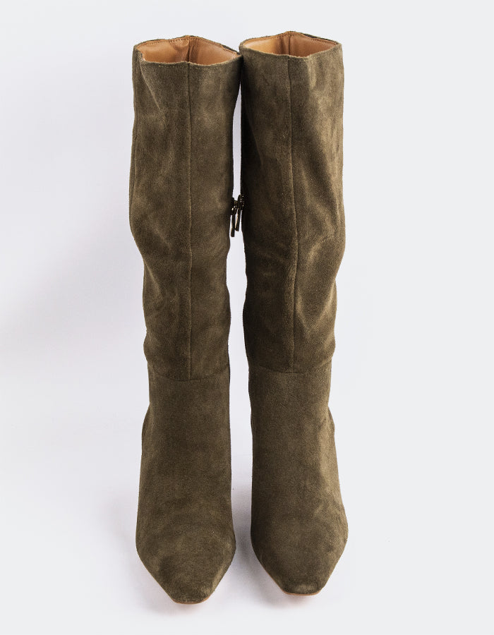 L'INTERVALLE Golfito Women's Tall Boots Khaki Suede